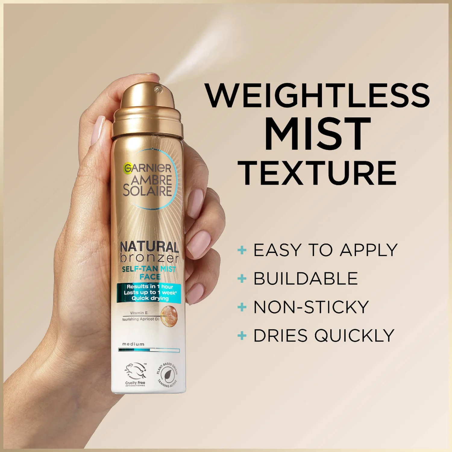 Garnier Ambre Solaire Natural Bronzer Quick Drying Dark Self Tan Face Mist 75ml 4 Garnier Ambre Solaire Natural Bronzer Quick Drying Dark Self Tan Face Mist 75ml - Image 2