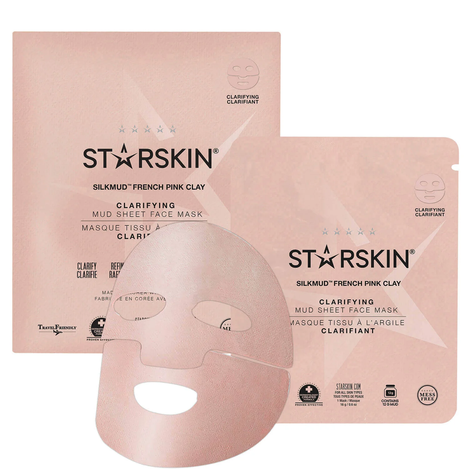 STARSKIN SILKMUD™ Pink French Clay Purifying Liftaway Mud Face Sheet Mask 3 STARSKIN SILKMUD™ Pink French Clay Purifying Liftaway Mud Face Sheet Mask