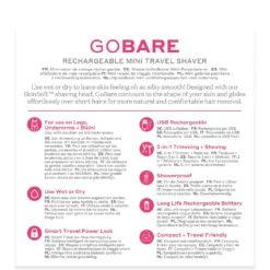 MAGNITONE London Go Bare! Rechargeable Mini Lady Shaver - Pink -Cosmetic Products Store 11492201 1575062292963376