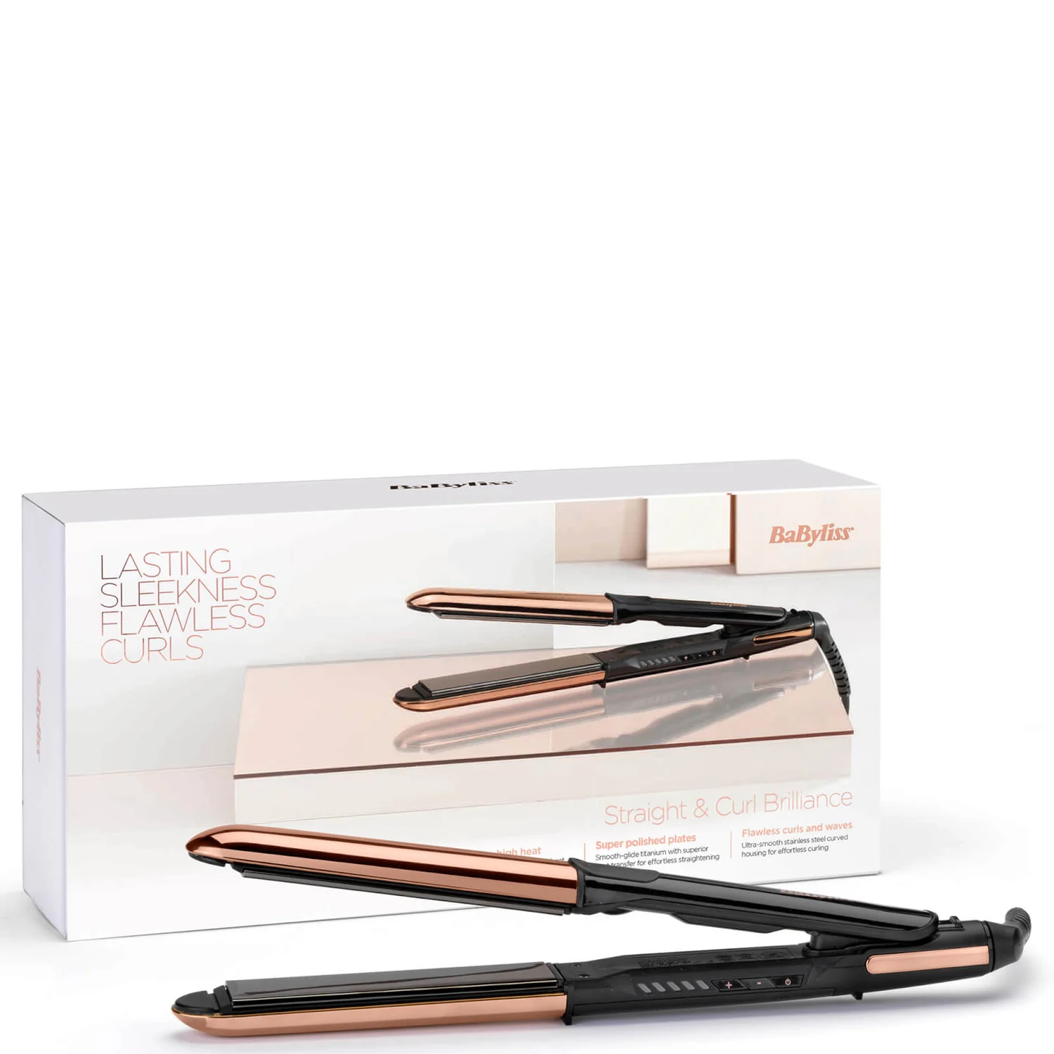 BaByliss Straight And Curl Brilliance Rose-Gold Hair Straightener 10 BaByliss Straight And Curl Brilliance Rose-Gold Hair Straightener - Image 8