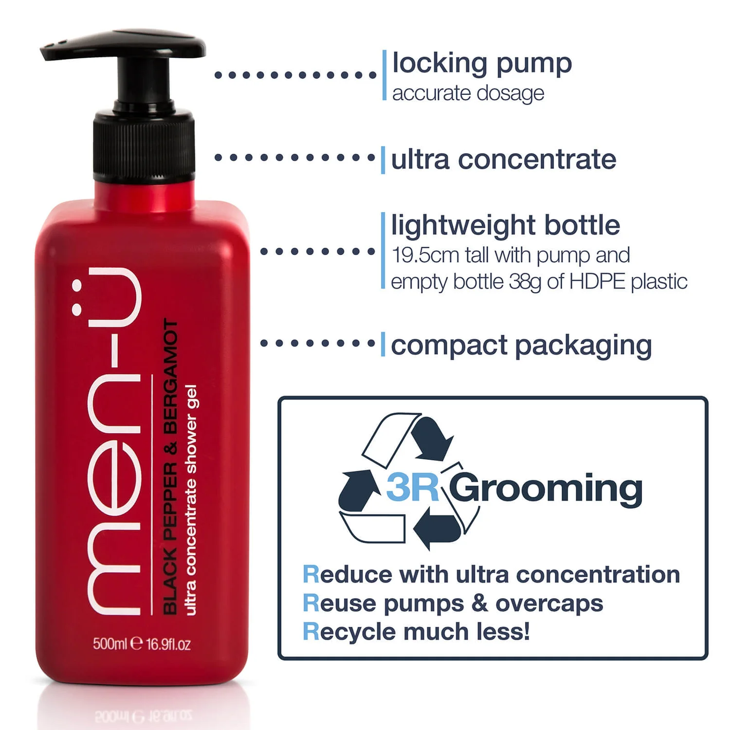 Men-ü Black Pepper & Bergamot Shower Gel 500ml 7 Men-ü Black Pepper & Bergamot Shower Gel 500ml - Image 5