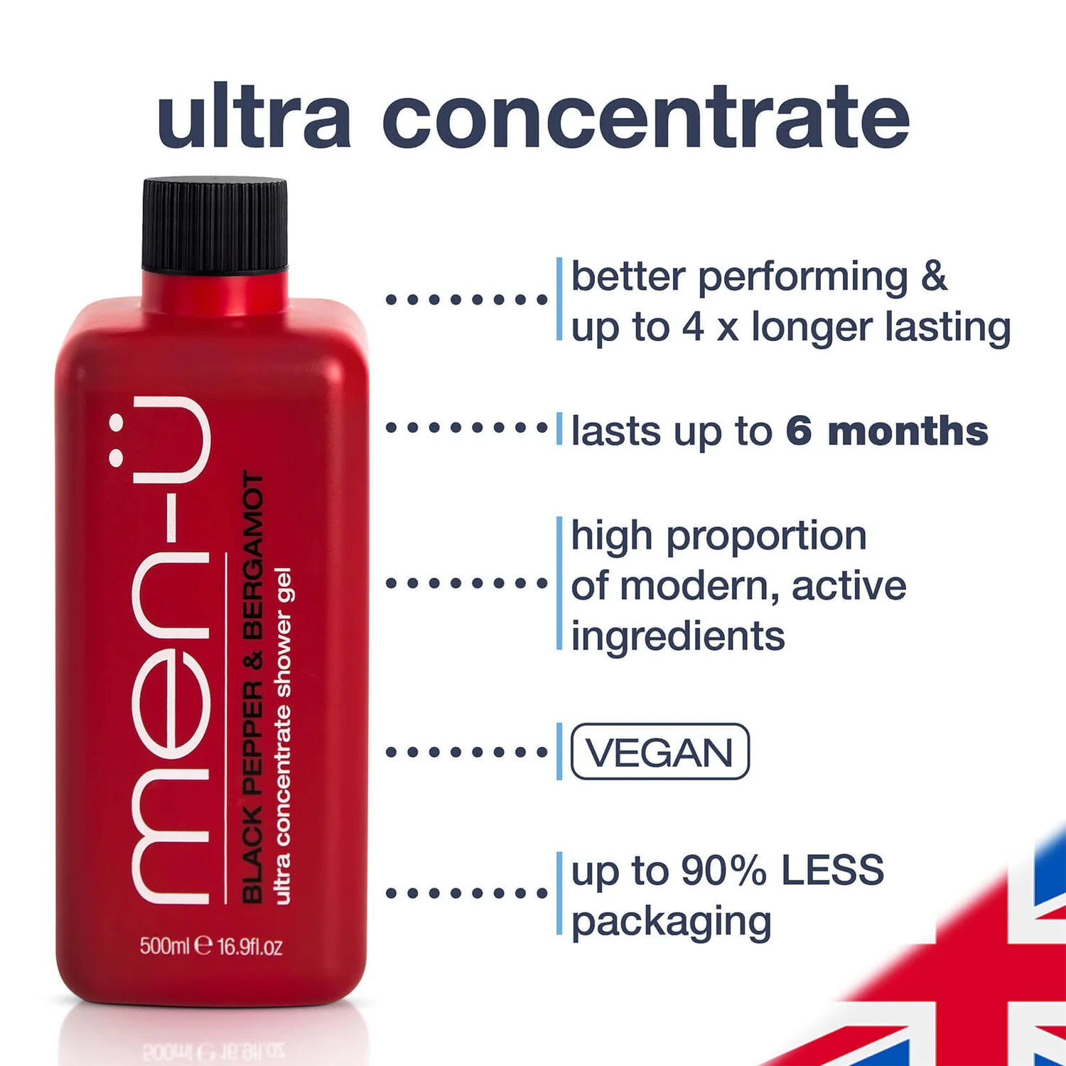 Men-ü Black Pepper & Bergamot Shower Gel 500ml 5 Men-ü Black Pepper & Bergamot Shower Gel 500ml - Image 3