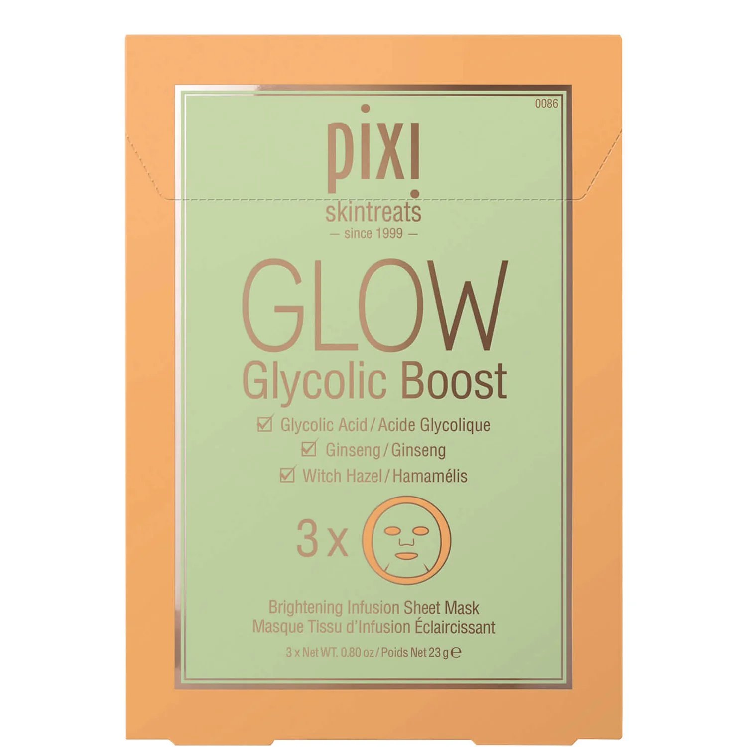 PIXI GLOW Glycolic Acid Boost Sheet Mask (Pack Of 3) 3 PIXI GLOW Glycolic Acid Boost Sheet Mask (Pack Of 3)