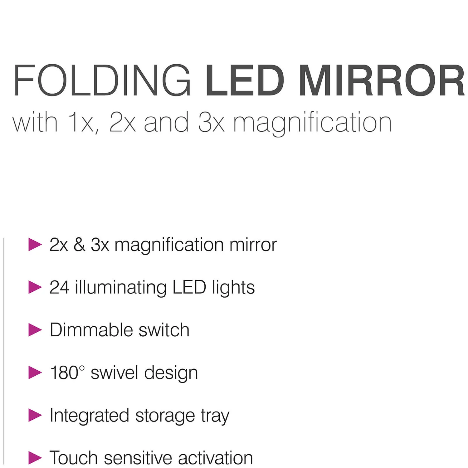 Rio 24 LED Touch Dimmable Cosmetic Makeup Mirror With 2X & 3X Magnification 7 Rio 24 LED Touch Dimmable Cosmetic Makeup Mirror With 2X & 3X Magnification - Image 5
